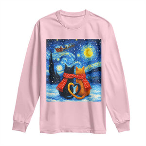 Funny Couples Christmas Long Sleeve Shirt Cats Lover Starry Night TS14 Light Pink Print Your Wear