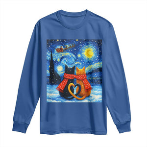 Funny Couples Christmas Long Sleeve Shirt Cats Lover Starry Night TS14 Royal Blue Print Your Wear