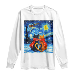 Funny Couples Christmas Long Sleeve Shirt Cats Lover Starry Night TS14 White Print Your Wear
