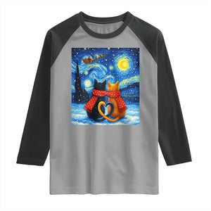 Funny Couples Christmas Raglan Shirt Cats Lover Starry Night TS14 Sport Gray Black Print Your Wear