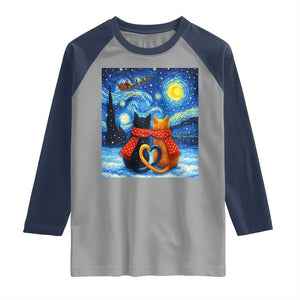 Funny Couples Christmas Raglan Shirt Cats Lover Starry Night TS14 Sport Gray Navy Print Your Wear