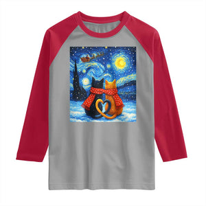 Funny Couples Christmas Raglan Shirt Cats Lover Starry Night TS14 Sport Gray Red Print Your Wear