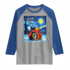 Funny Couples Christmas Raglan Shirt Cats Lover Starry Night TS14 Sport Gray Royal Print Your Wear