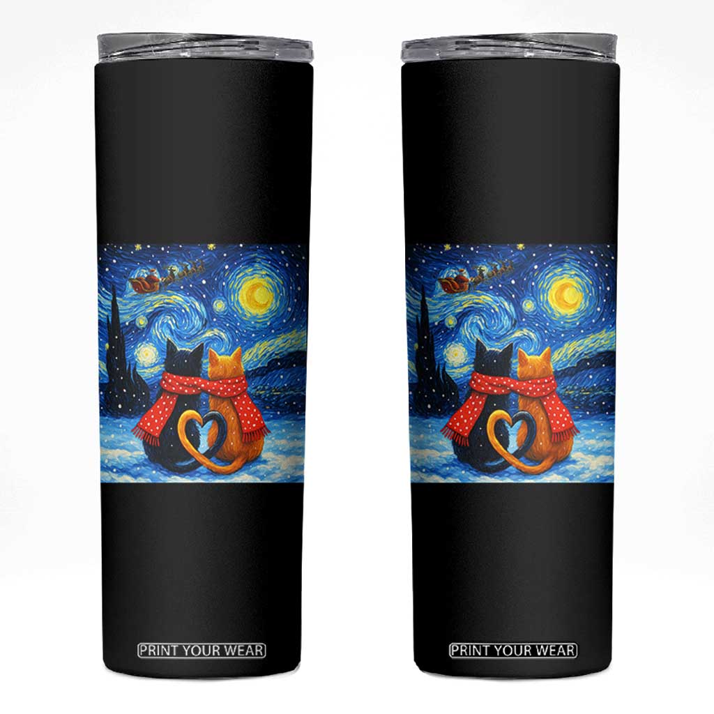 Funny Couples Christmas Skinny Tumbler Cats Lover Starry Night TS14 Black Print Your Wear