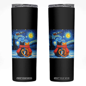 Funny Couples Christmas Skinny Tumbler Cats Lover Starry Night TS14 Black Print Your Wear