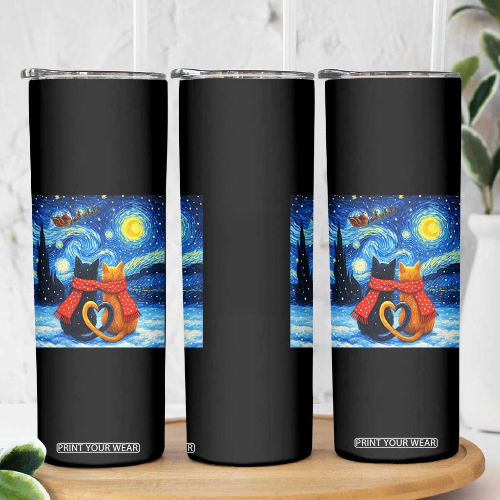 Funny Couples Christmas Skinny Tumbler Cats Lover Starry Night TS14 Print Your Wear