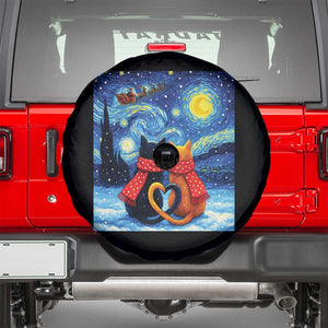 Funny Couples Christmas Spare Tire Cover Cats Lover Starry Night TS14 Black Print Your Wear