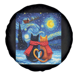 Funny Couples Christmas Spare Tire Cover Cats Lover Starry Night TS14 Print Your Wear