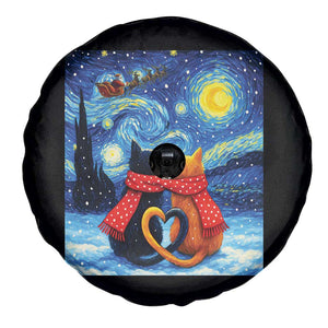 Funny Couples Christmas Spare Tire Cover Cats Lover Starry Night TS14 Print Your Wear
