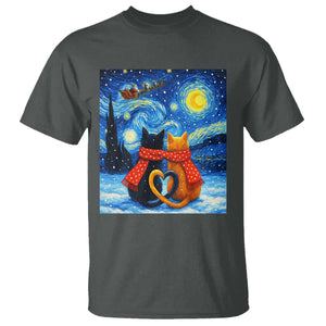 Funny Couples Christmas T Shirt Cats Lover Starry Night TS14 Dark Heather Print Your Wear