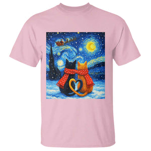 Funny Couples Christmas T Shirt Cats Lover Starry Night TS14 Light Pink Print Your Wear