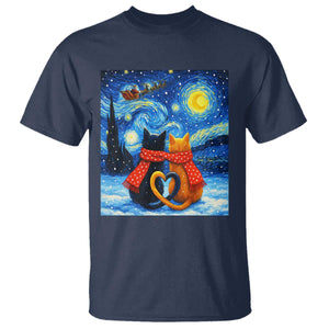 Funny Couples Christmas T Shirt Cats Lover Starry Night TS14 Navy Print Your Wear