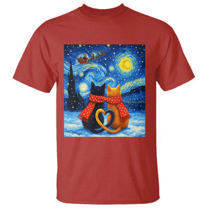 Funny Couples Christmas T Shirt Cats Lover Starry Night TS14 Red Print Your Wear
