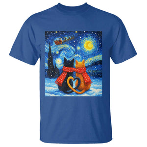 Funny Couples Christmas T Shirt Cats Lover Starry Night TS14 Royal Blue Print Your Wear