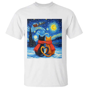 Funny Couples Christmas T Shirt Cats Lover Starry Night TS14 White Print Your Wear