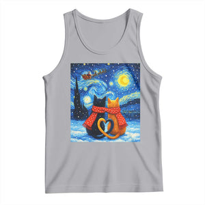 Funny Couples Christmas Tank Top Cats Lover Starry Night TS14 Athletic Heather Print Your Wear
