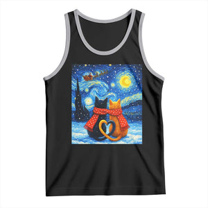 Funny Couples Christmas Tank Top Cats Lover Starry Night TS14 Black Athletic Heather Print Your Wear