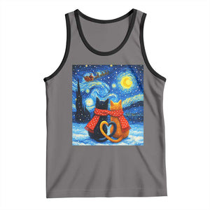 Funny Couples Christmas Tank Top Cats Lover Starry Night TS14 Deep Heather Black Print Your Wear