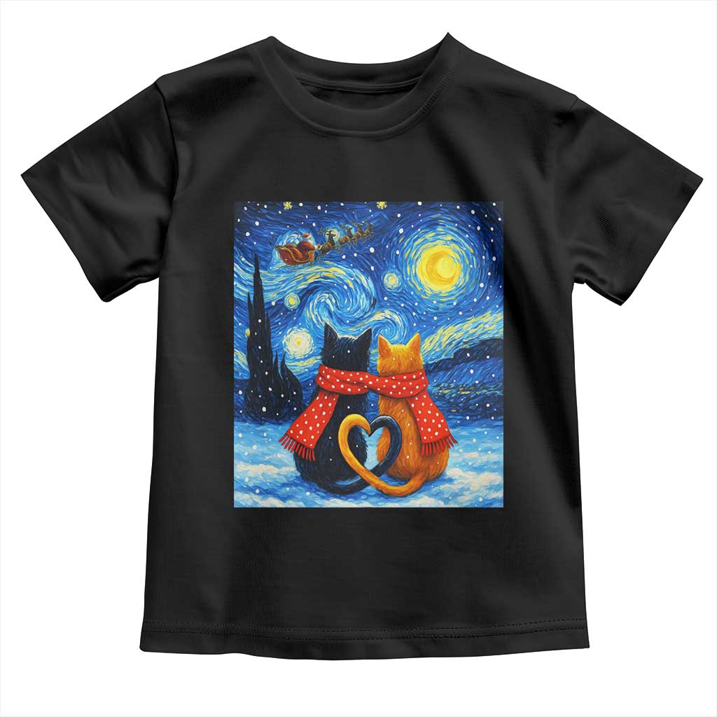 Funny Couples Christmas Toddler T Shirt Cats Lover Starry Night TS14 Black Print Your Wear