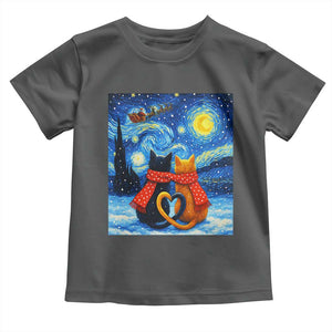 Funny Couples Christmas Toddler T Shirt Cats Lover Starry Night TS14 Dark Heather Print Your Wear