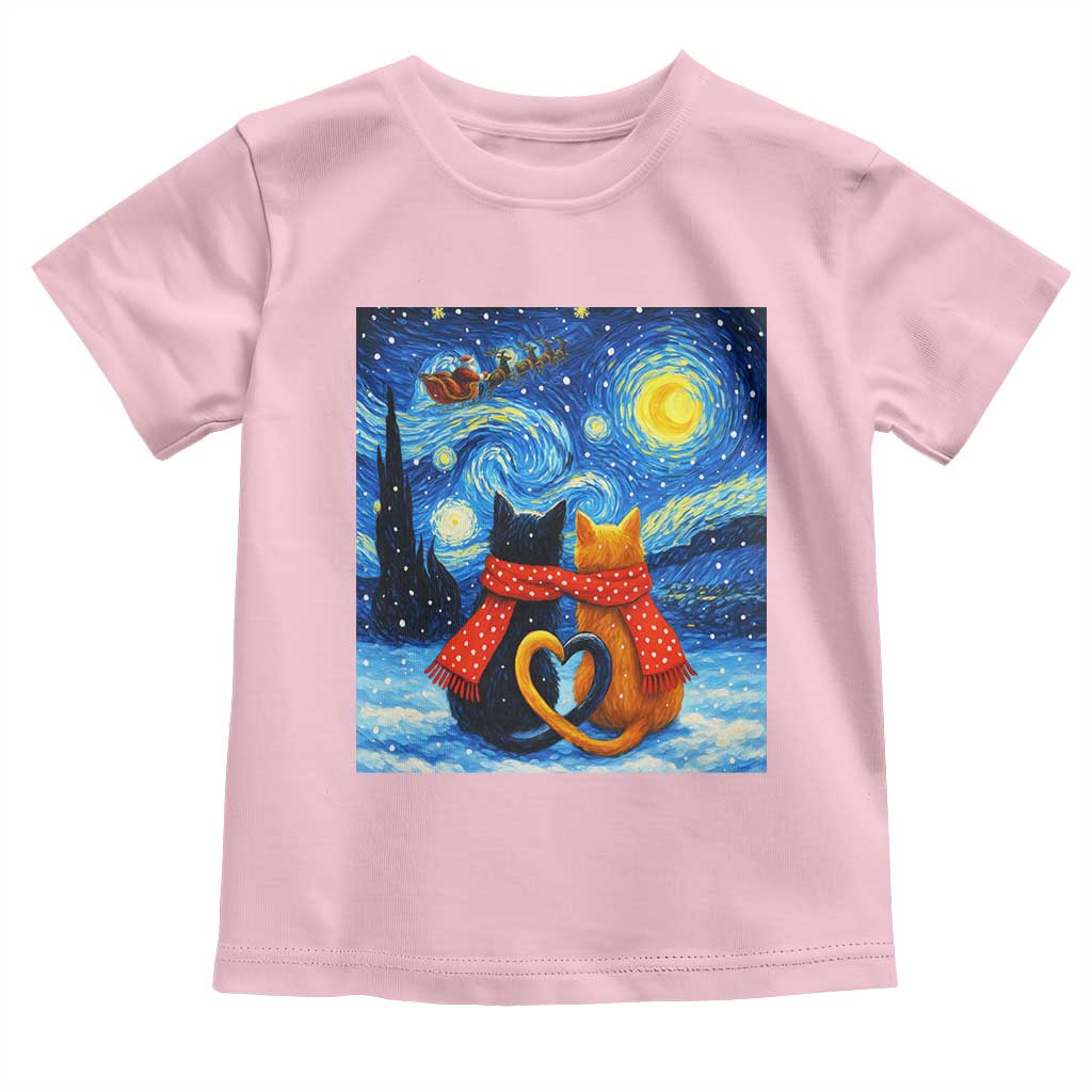 Funny Couples Christmas Toddler T Shirt Cats Lover Starry Night TS14 Light Pink Print Your Wear