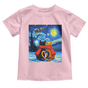 Funny Couples Christmas Toddler T Shirt Cats Lover Starry Night TS14 Light Pink Print Your Wear