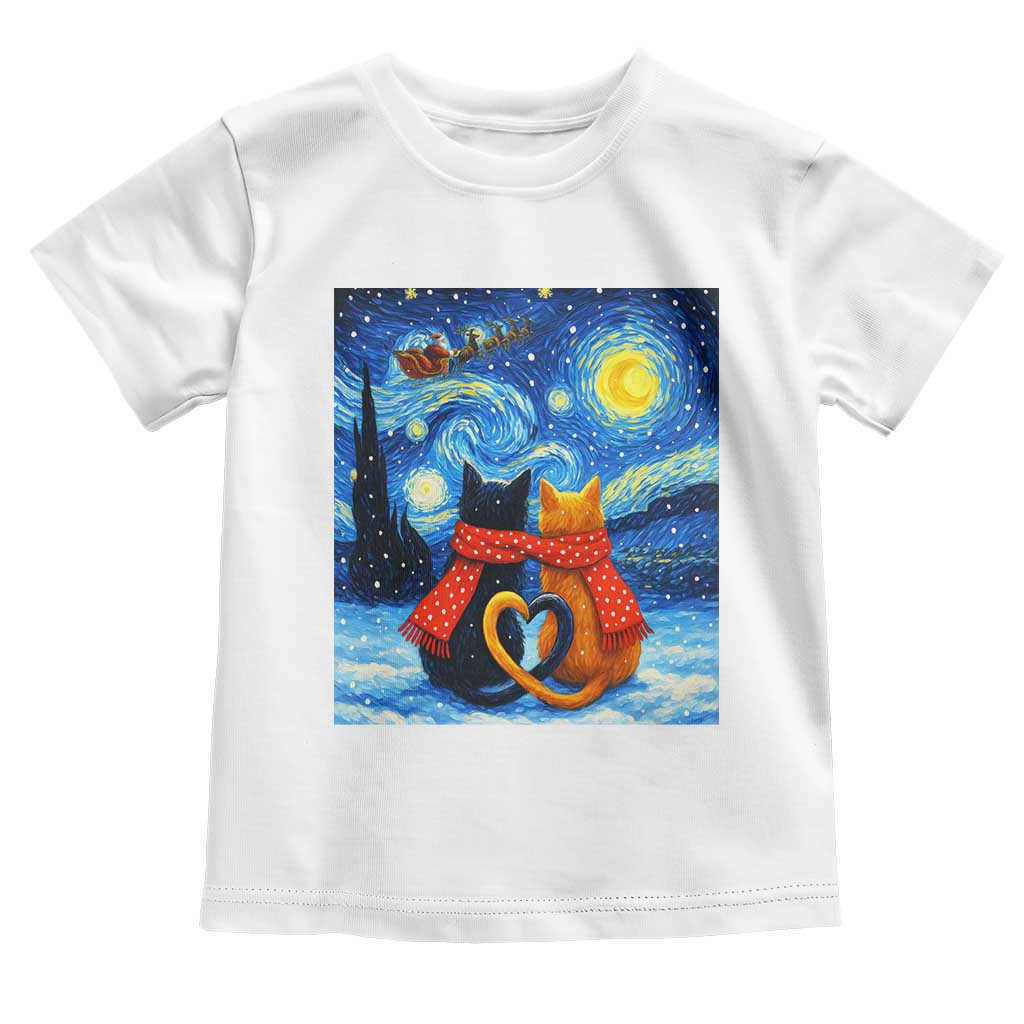 Funny Couples Christmas Toddler T Shirt Cats Lover Starry Night TS14 White Print Your Wear