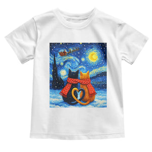 Funny Couples Christmas Toddler T Shirt Cats Lover Starry Night TS14 White Print Your Wear