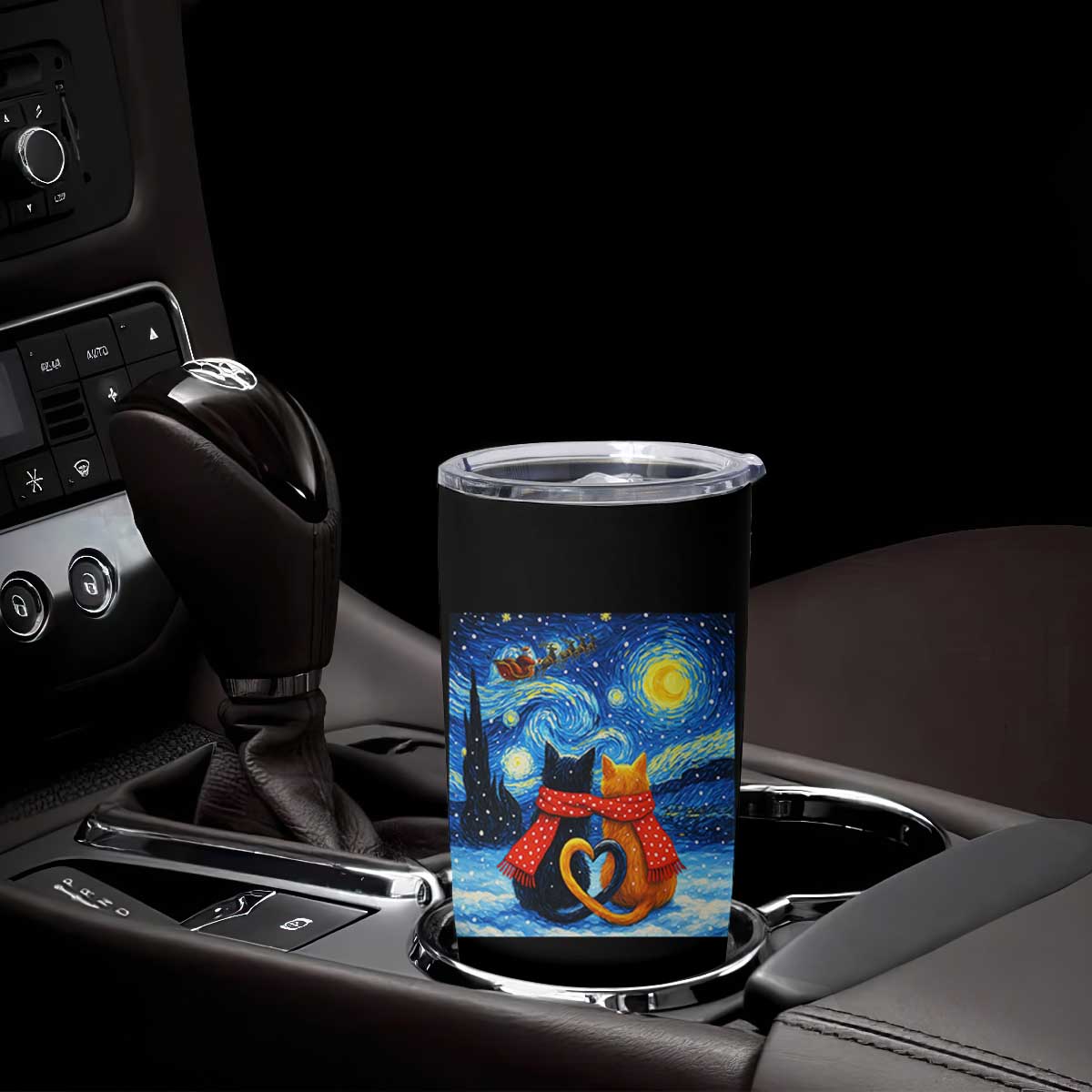 Funny Couples Christmas Tumbler Cup Cats Lover Starry Night TS14 Print Your Wear