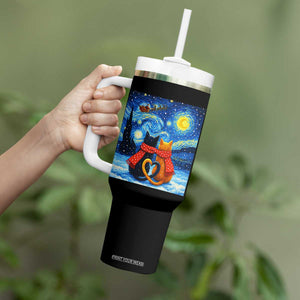 Funny Couples Christmas Tumbler With Handle Cats Lover Starry Night TS14 Print Your Wear