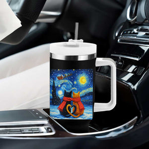 Funny Couples Christmas Tumbler With Handle Cats Lover Starry Night TS14 Print Your Wear