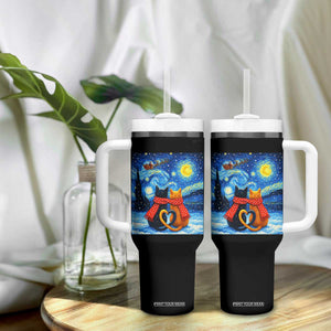 Funny Couples Christmas Tumbler With Handle Cats Lover Starry Night TS14 Print Your Wear