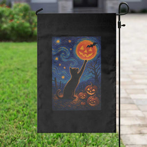 Black Cat Halloween Garden Flag Starry Night Van Gogh TS14 Print Your Wear