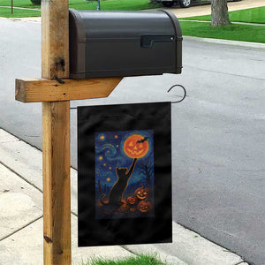 Black Cat Halloween Garden Flag Starry Night Van Gogh TS14 Print Your Wear