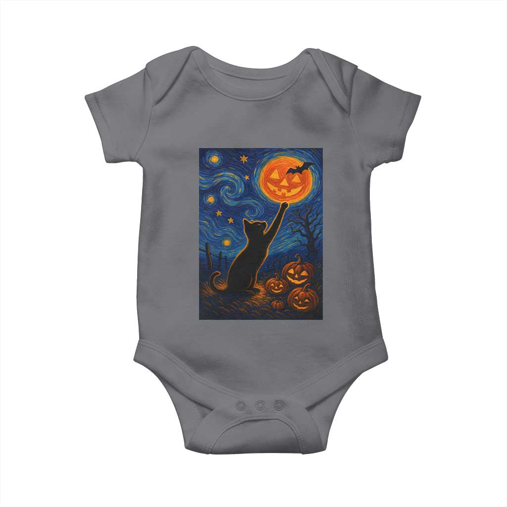 Black Cat Halloween Baby Onesie Starry Night Van Gogh TS14 Charcoal Print Your Wear