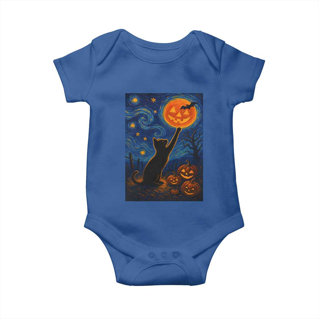 Black Cat Halloween Baby Onesie Starry Night Van Gogh TS14 Royal Blue Print Your Wear