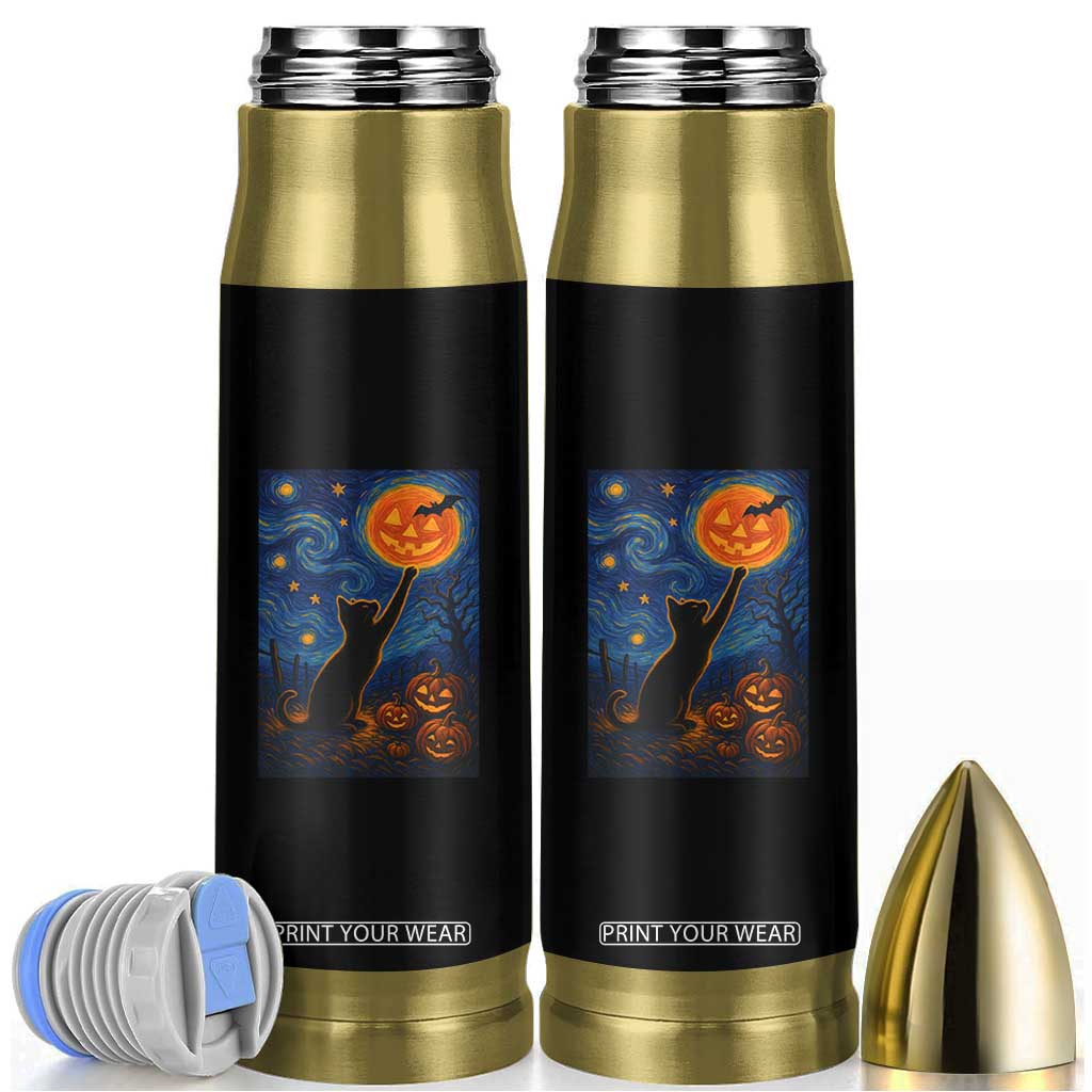 Black Cat Halloween Bullet Tumbler Starry Night Van Gogh TS14 Black Print Your Wear