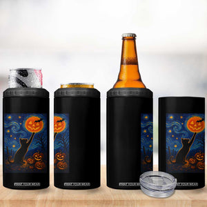 Black Cat Halloween 4 in 1 Can Cooler Tumbler Starry Night Van Gogh TS14 Print Your Wear