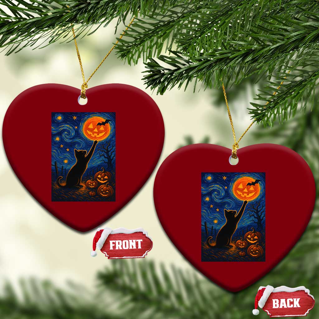 Black Cat Halloween Ceramic Ornament Starry Night Van Gogh TS14 Print Your Wear
