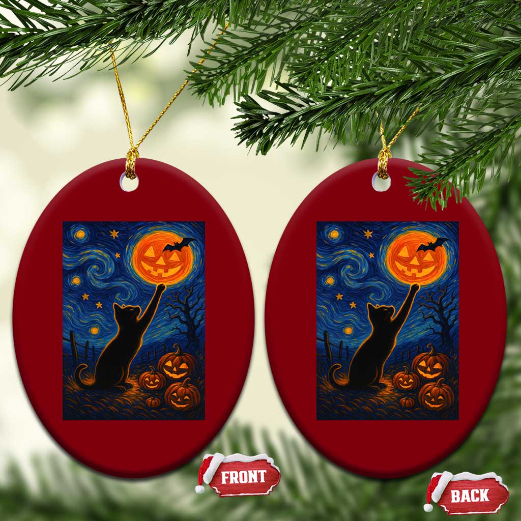 Black Cat Halloween Ceramic Ornament Starry Night Van Gogh TS14 Print Your Wear