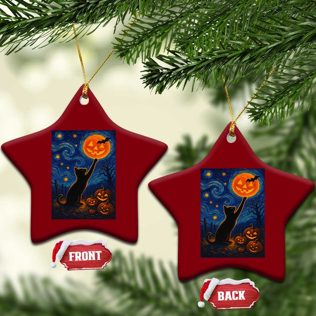 Black Cat Halloween Ceramic Ornament Starry Night Van Gogh TS14 Print Your Wear
