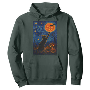 Black Cat Halloween Hoodie Starry Night Van Gogh TS14 Dark Forest Green Print Your Wear