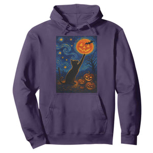 Black Cat Halloween Hoodie Starry Night Van Gogh TS14 Purple Print Your Wear