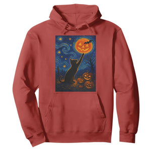 Black Cat Halloween Hoodie Starry Night Van Gogh TS14 Red Print Your Wear