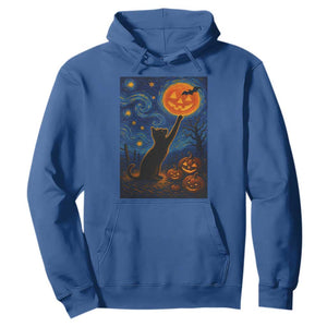 Black Cat Halloween Hoodie Starry Night Van Gogh TS14 Royal Blue Print Your Wear