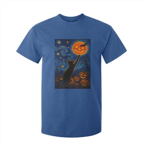 Black Cat Halloween T Shirt For Kid Starry Night Van Gogh TS14 Royal Blue Print Your Wear