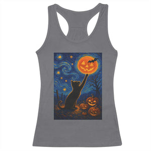 Black Cat Halloween Racerback Tank Top Starry Night Van Gogh TS14 Charcoal Print Your Wear