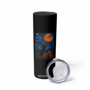 Black Cat Halloween Skinny Tumbler Starry Night Van Gogh TS14 Print Your Wear