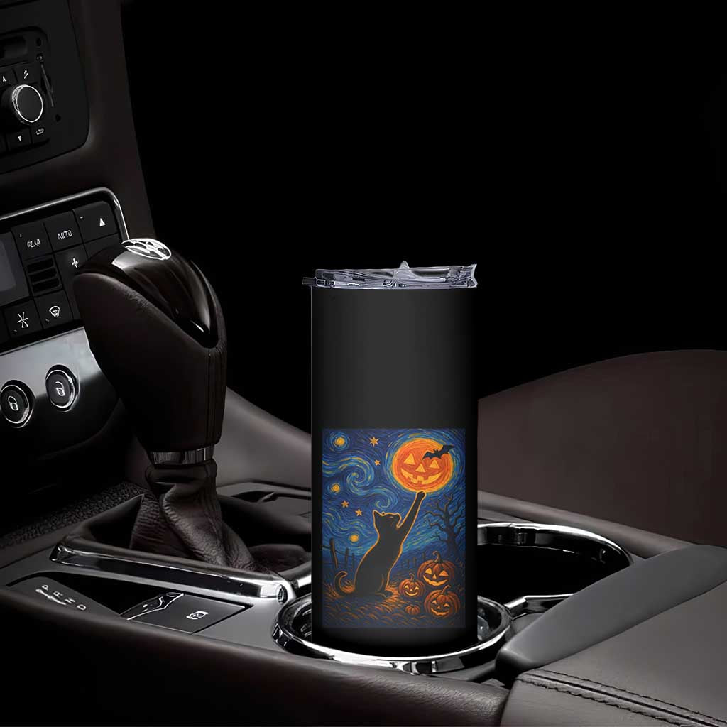 Black Cat Halloween Skinny Tumbler Starry Night Van Gogh TS14 Print Your Wear