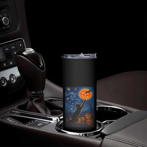 Black Cat Halloween Skinny Tumbler Starry Night Van Gogh TS14 Print Your Wear